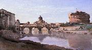 Jean-Baptiste-Camille Corot, The Bridge and Castel Sant'Angelo with the Cuploa of St. Peter's